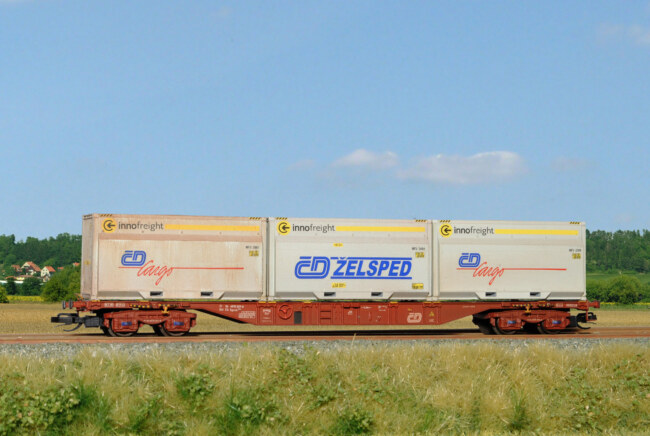 Kontejnerový vůz Sgnss 55 ČD/ČDC s woodtainery